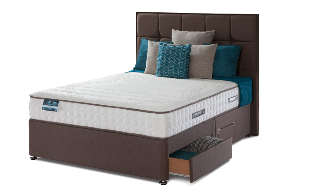 Sealy Posturepedic Pearl Contour Divan, Double, 4 Drawers Continental