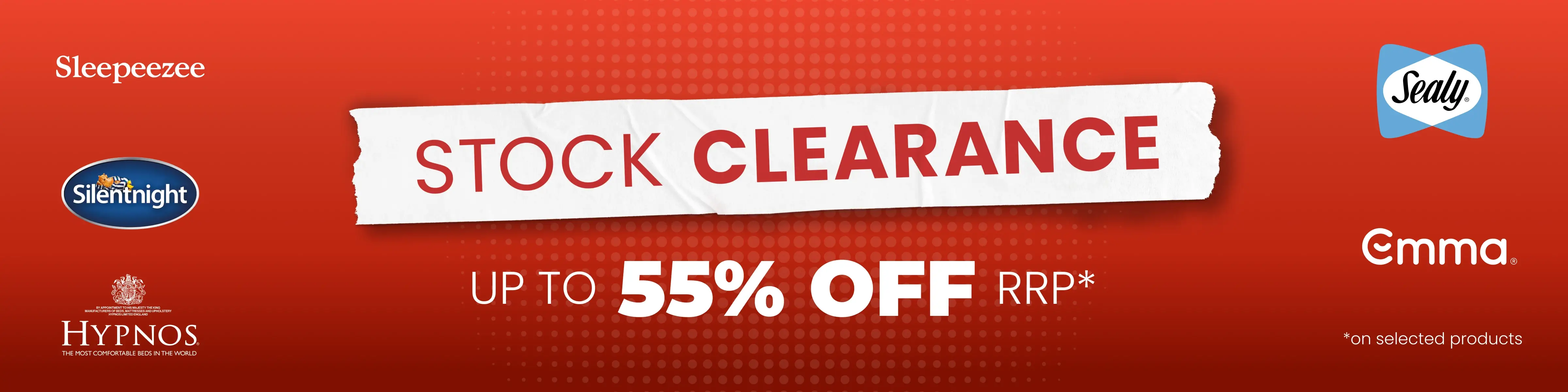 Stock Clearance - Save up to 55% off RRP on selected products all with Free Next Day Delivery options.