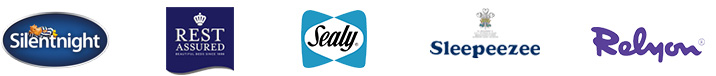 Logos for Silentnight, Rest Assured, Sealy, Sleepeezee and Relyon