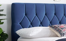 Birlea Loxley Bed Frame Blue Lifestyle Close Headboard