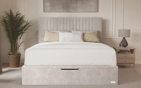 Elle Ottoman Bed Beige Lifestyle Front View