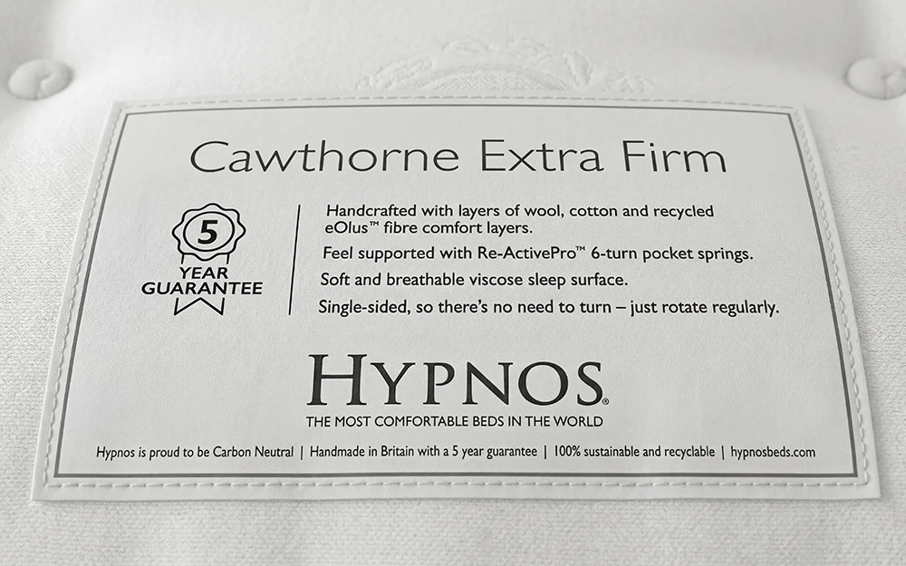 Hypnos Cawthorne Extra Firm Label Close Up