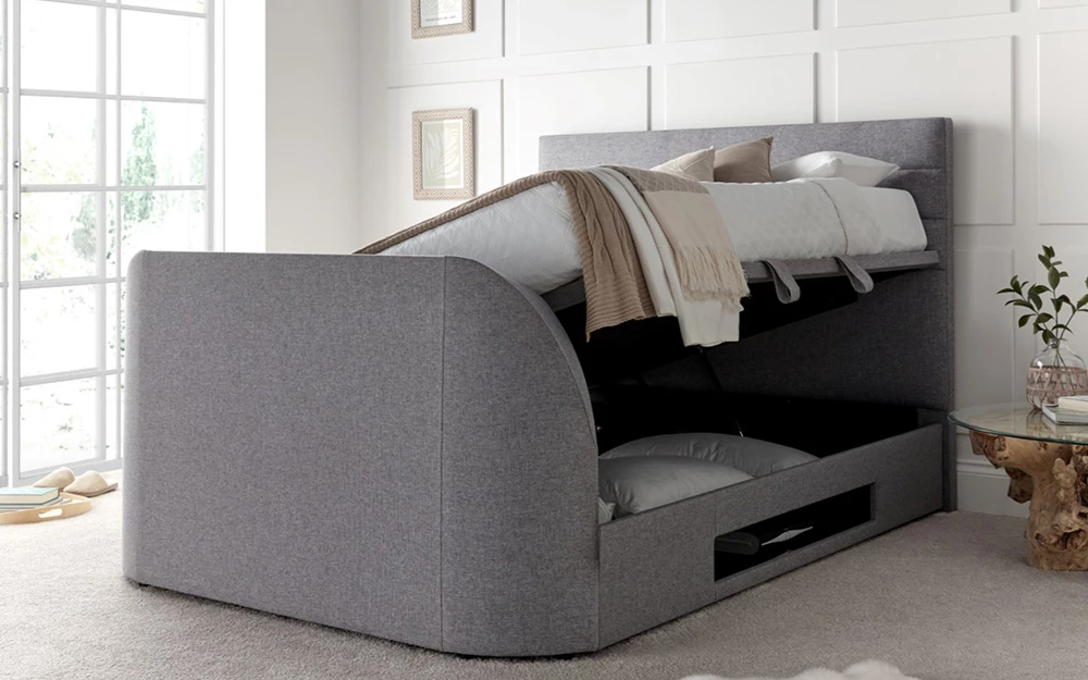 Kaydian Appleby Tv Bed Marbella Grey Lifestyle Ottoman