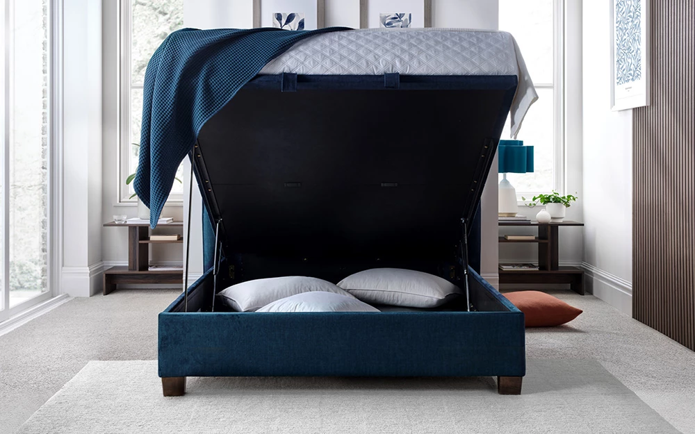 Kaydian Brunton Deep Ocean Blue Lifestyle Front Ottoman