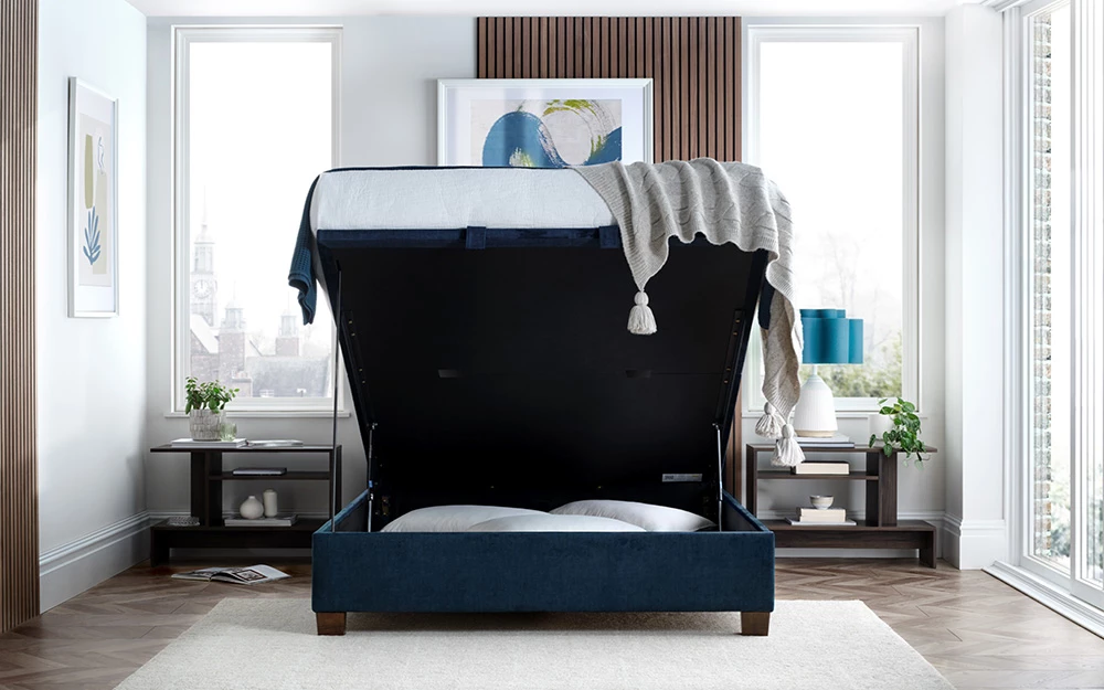 Kaydian Clifton Deep Ocean Blue Lifestyle Front Ottoman