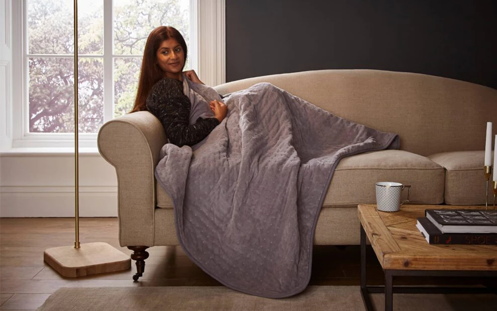 Silentnight Luxury Heated Throw Grey Lifestyle