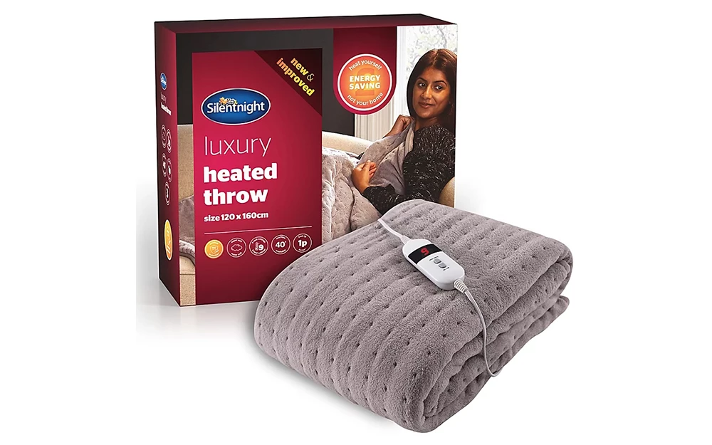 Silentnight Luxury Heated Throw Grey Packaging Blanket