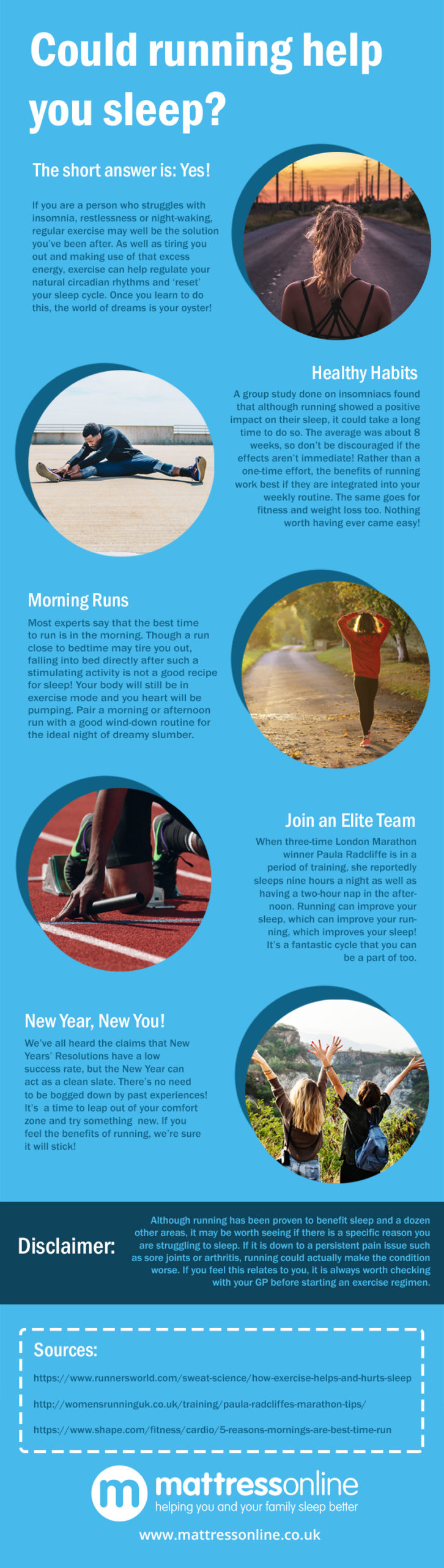 An infographic detailing the ways in which running can positively affect sleep and how to go about integrating it into your routine.