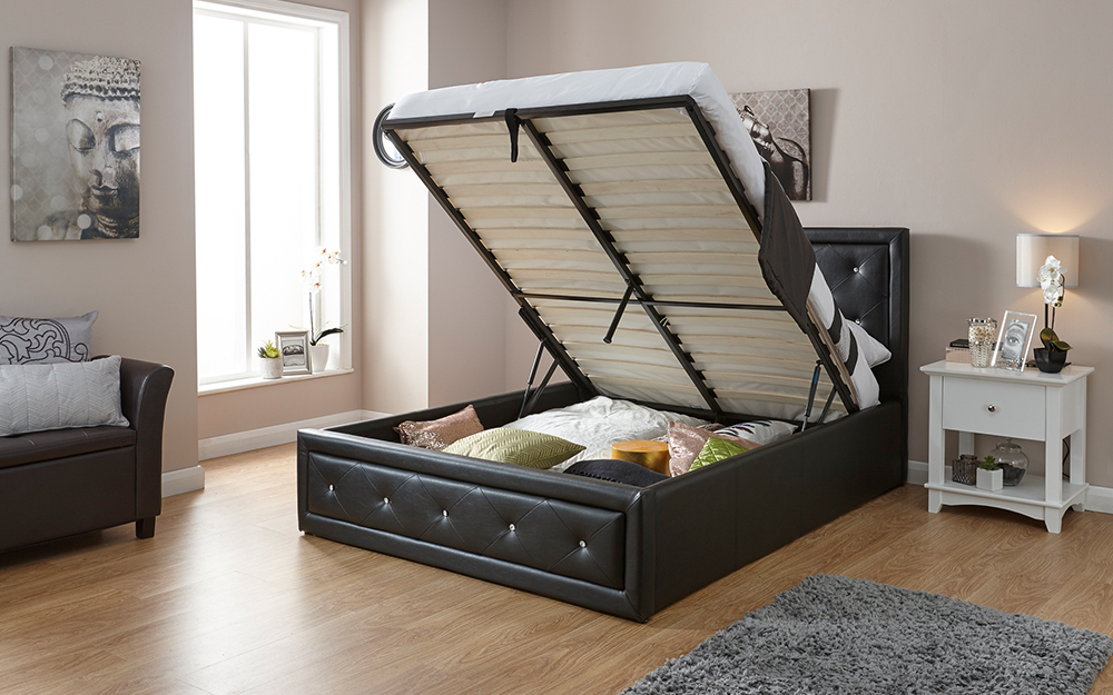 GFW Hollywood Faux Leather Ottoman Bed